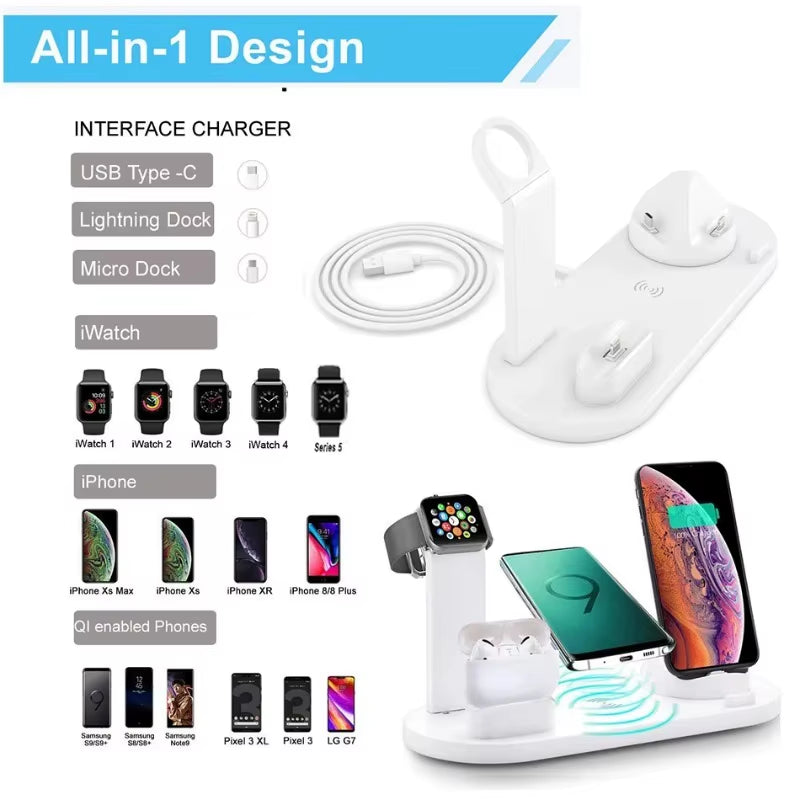 VIKEFON 7 in 1 30W Wireless Charger Stand Pad for Iphone 15 14 13 Apple Watch Fast Charging Dock Station for Airpods Iwatch 8 7