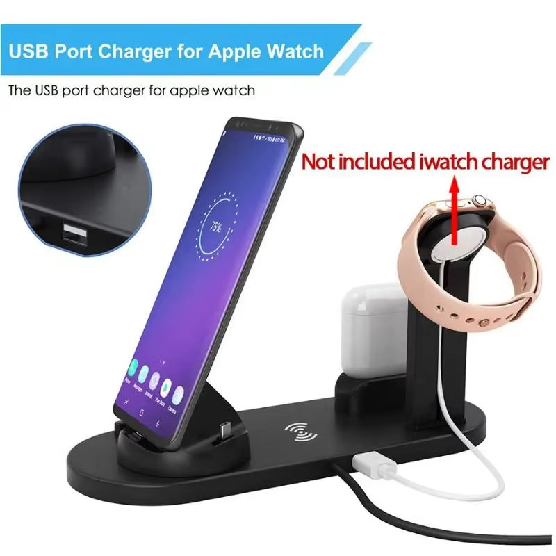 VIKEFON 7 in 1 30W Wireless Charger Stand Pad for Iphone 15 14 13 Apple Watch Fast Charging Dock Station for Airpods Iwatch 8 7